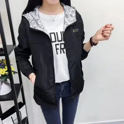 Women's Korean Style Loose-Fit Windbreaker Jacket