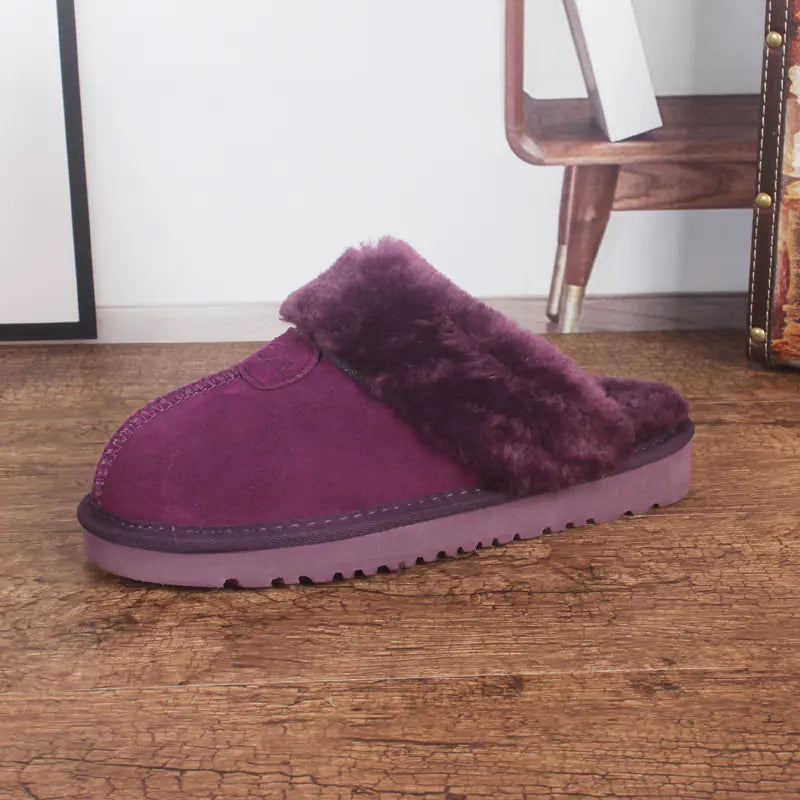 Cowhide Toe Warm Slippers for Men and Women
