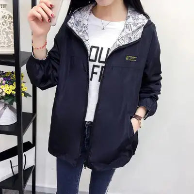 Women's Korean Style Loose-Fit Windbreaker Jacket
