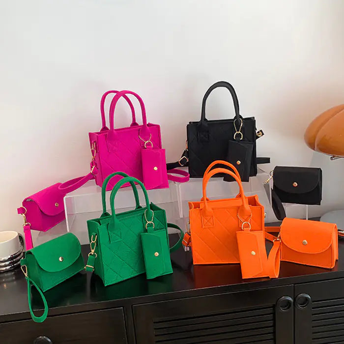 Felt Diamond Plaid Portable Small Square Bag