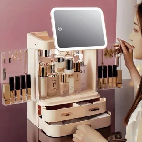 Lighted Mirror Makeup Storage Box