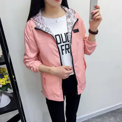 Women's Korean Style Loose-Fit Windbreaker Jacket