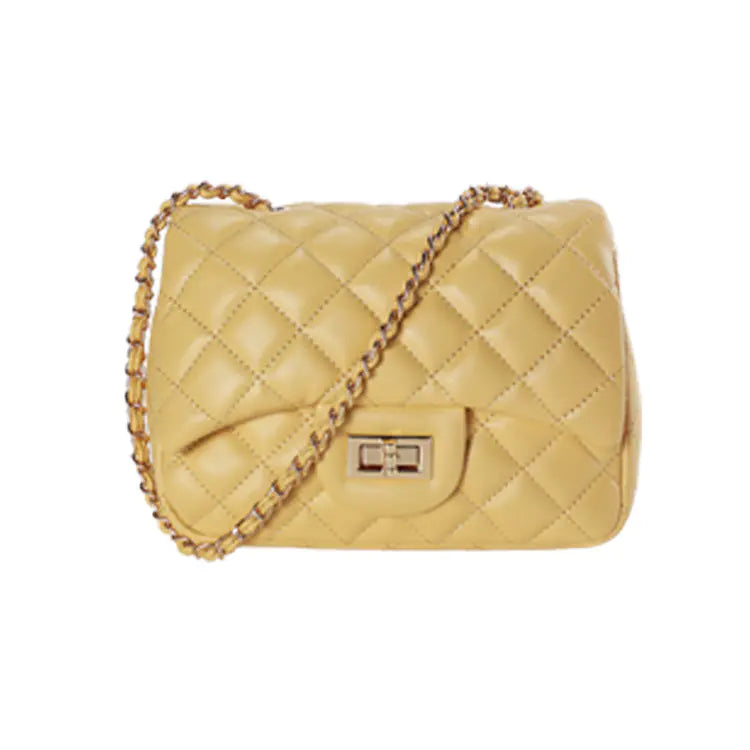 One-Shoulder Soft Leather Rhombus Chain Bag