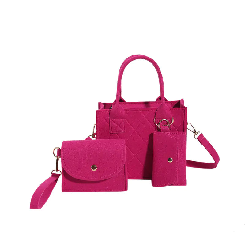 Felt Diamond Plaid Portable Small Square Bag