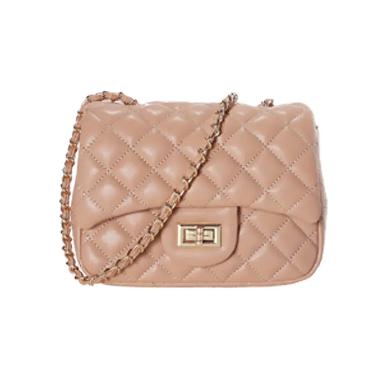 One-Shoulder Soft Leather Rhombus Chain Bag