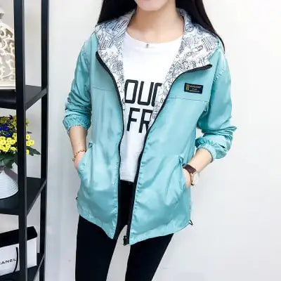 Women's Korean Style Loose-Fit Windbreaker Jacket