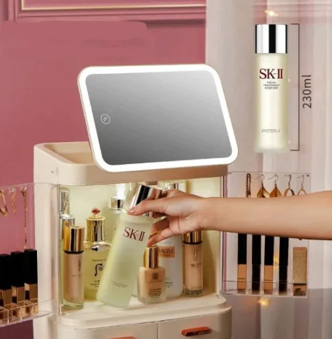 Lighted Mirror Makeup Storage Box