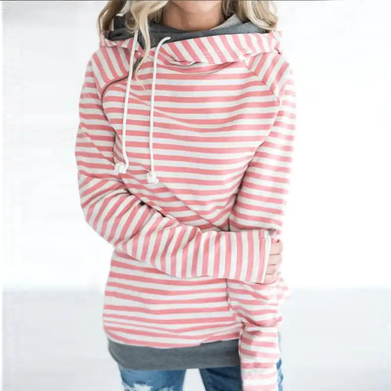 Striped Panel Hoodie Sweatshirt