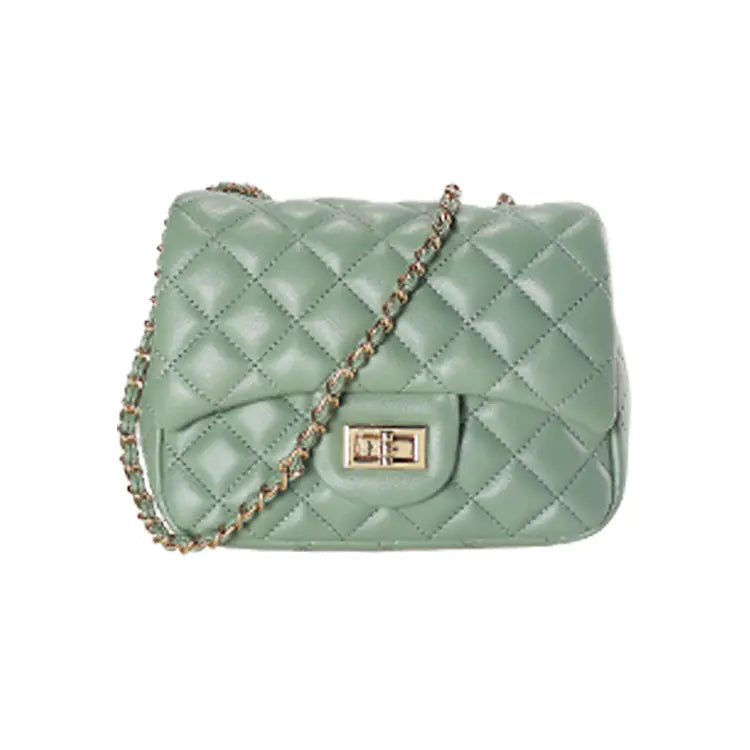 One-Shoulder Soft Leather Rhombus Chain Bag